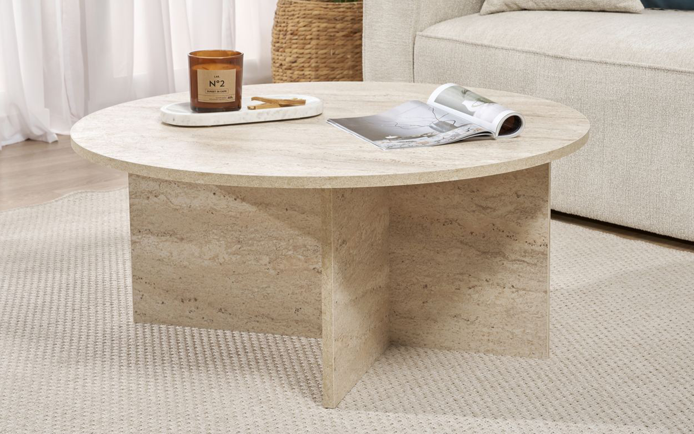 Masuta de cafea Soles, decor travertin  3